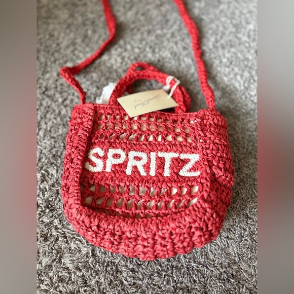 Universal Thread Holiday Red SPRITZ Mini Paper Straw Tote Hand Bag NWT - Picture 2 of 5